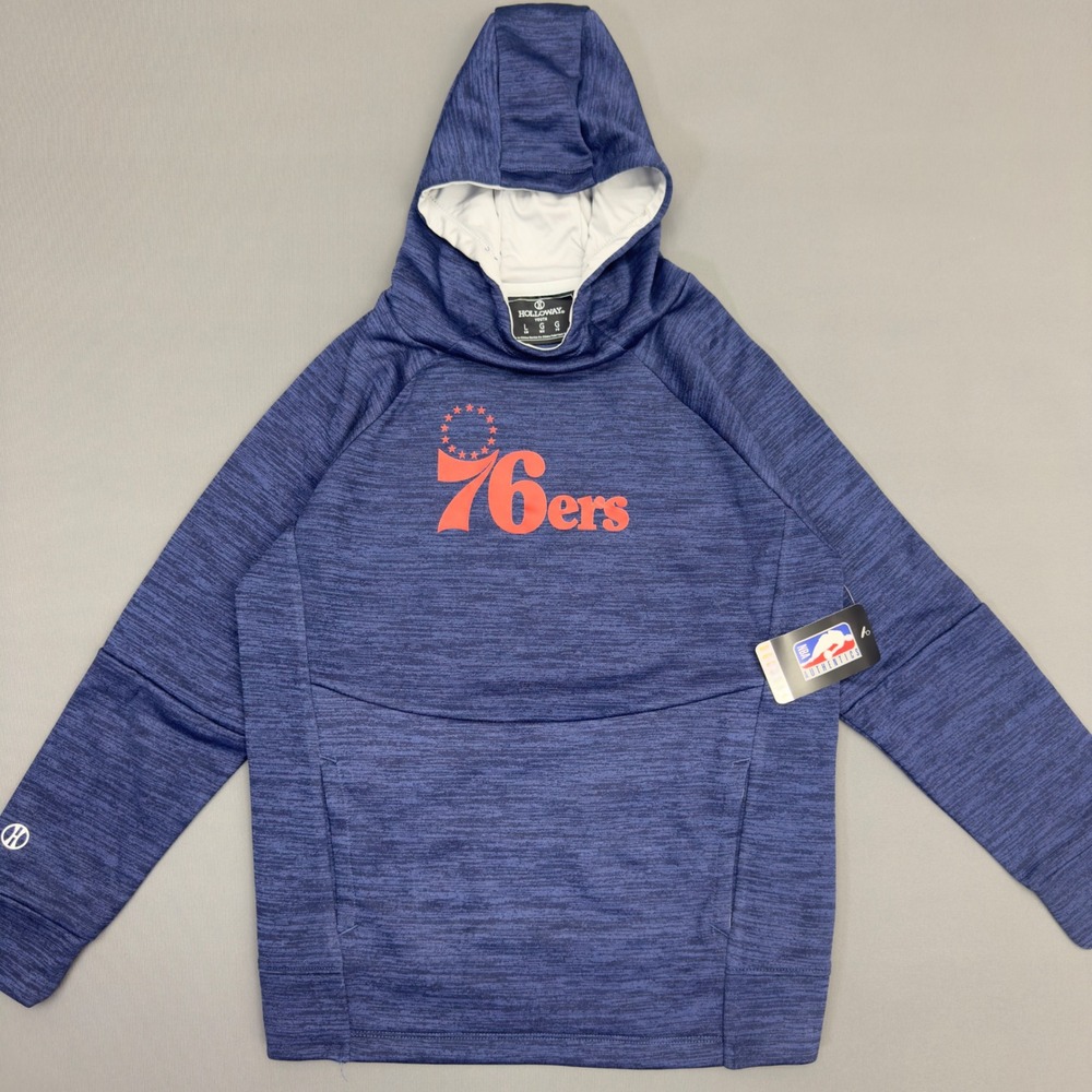 Holloway Youth Philadelphia 76ers Blue Hoodie NBA Basketball NWT Size‎ L